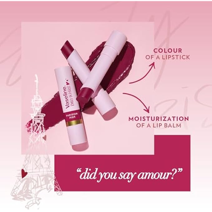 Vaseline إكس إميلي في باريس، إصدار محدود باللون الوردي الباريسي، بلسم شفاه بلون وردي، ترطيب يصل إلى 24 ساعة، 3 جرام - Image 4